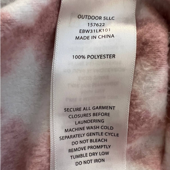 Eddie Bauer Women's Fleece Jacket in Pink and White Leaf Pattern, Size Large - Picture 5 of 5